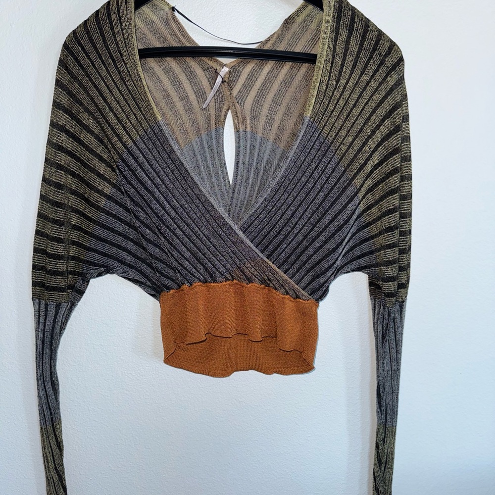 Free People Gold Metallic Sweater